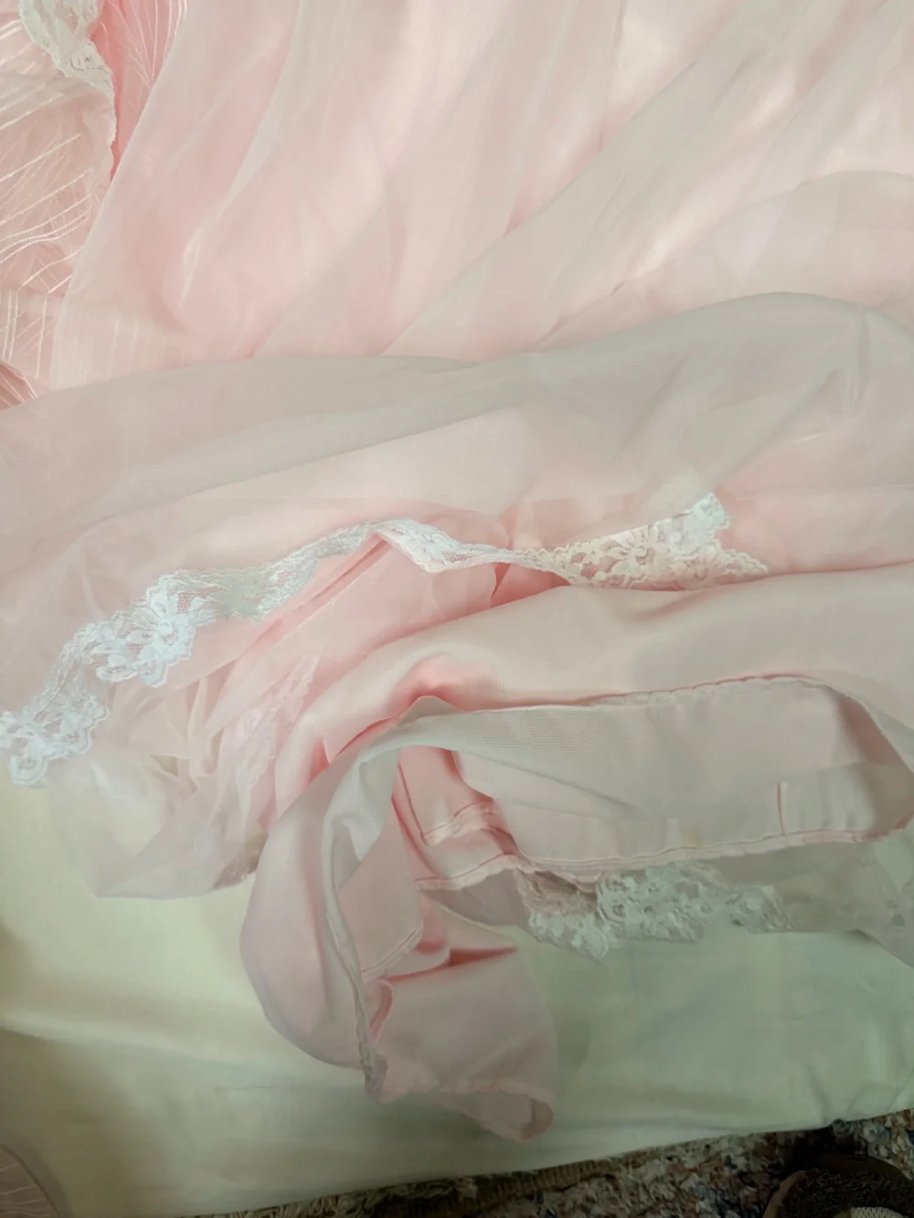 Vintage feminine Pink Lace-Trim Nightgown - Women’s Soft Sleepwear